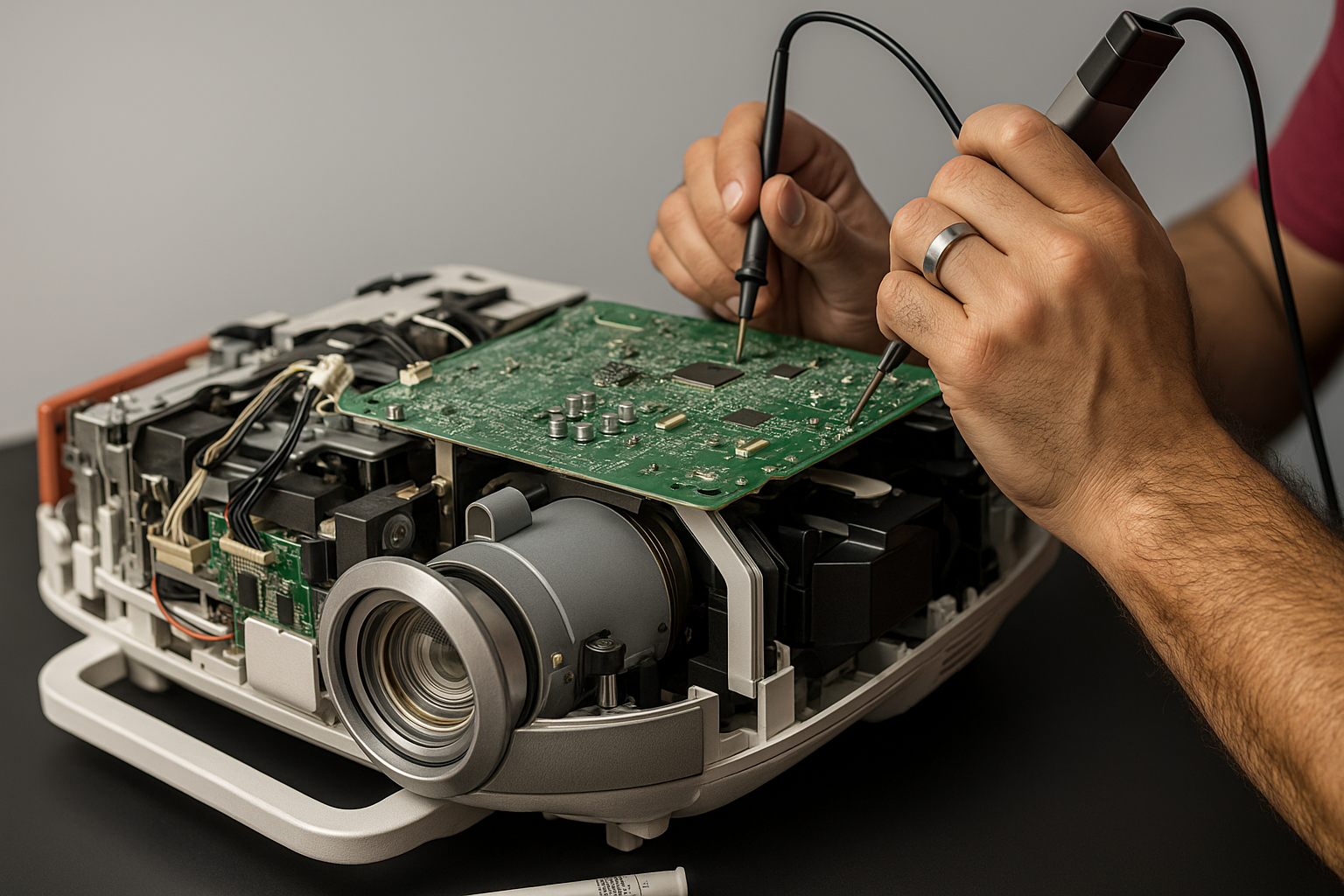 Projector internal components and lens assembly
